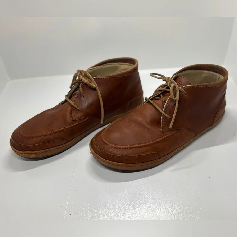 OluKai Brown Leather Chukka Boots Men’s 11 Lace Up Casual Comfort Shoes